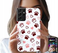 ETUI DO SAMSUNG GALAXY S21 Ultra - PSIE ŁAPKI NA BIAŁYM TLE, PIES, KOT, MIŚ