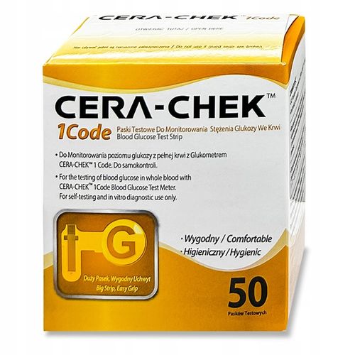 Paski do glukometru Cera-Chek 1code do oznaczania glukozy 50 sztuk na Arena.pl