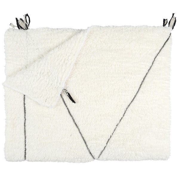 Koc Pled Sherpa biały z czarnym wzorem zdjęcie 1