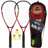 NILS Zestaw 2 Rakiety + 3 Lotki Do Gry W SPEED Badmintona Crossmintona
