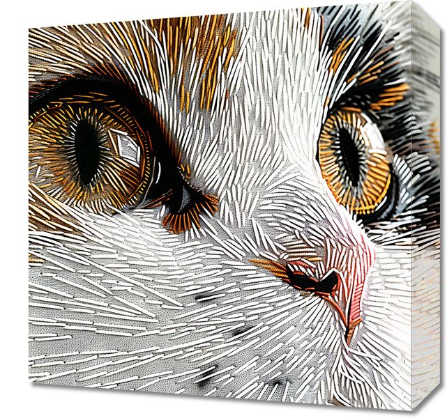 Obraz 40x40cm Nitkowany Kot zdjęcie 1