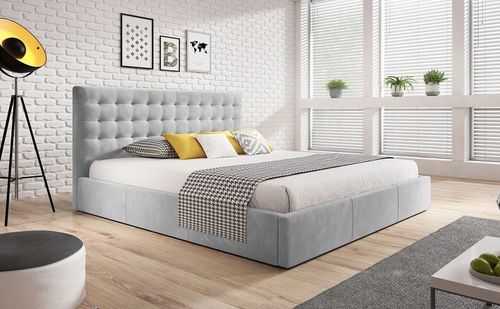 ŁOŻKO TAPICEROWANE VERO Z PODNOSZONYM STELAŻEM POJEMNIKIEM POŚCIEL 160x200 na Arena.pl