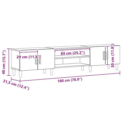 Szafka na telewizor Czarny dąb 180 x 31.5 x 40 cm na Arena.pl