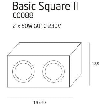 Podwójna lampa sufitowa BASIC SQUARE C0088 Maxlight do kuchni biała na Arena.pl
