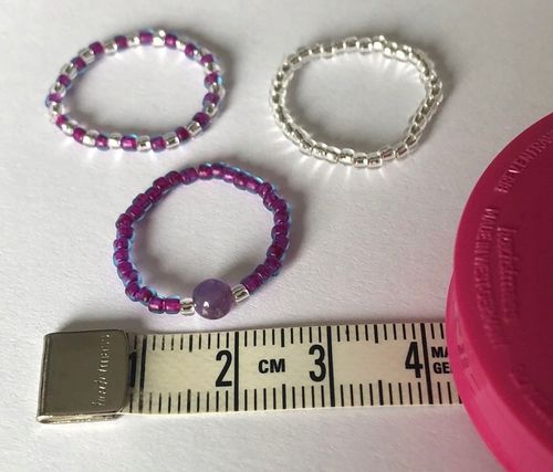 AMETYST PIERŚCIONKI Z KORALIKÓW ZESTAW 3 SZTUKI KORALIKI SREBRNE na Arena.pl