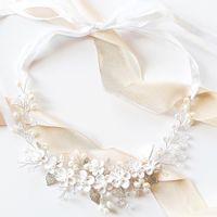 OPASKA srebrna kwiatowa komunia ślub z listkami wieczorowa ozdoba