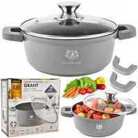 GARNEK GRANITOWY INDUKCJA GAZ 2,3L Z POKRYWKA MAŁY GARNEK 20cm OKRĄGŁY