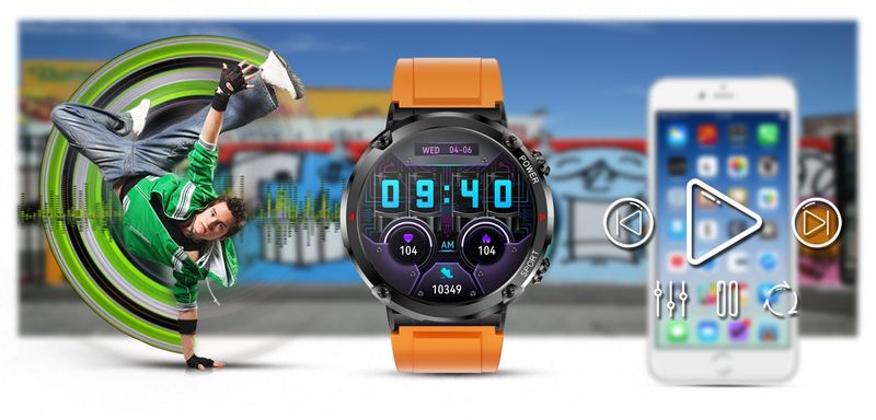 Smartwatch Gravity GT21-2 + Pomarańczowy Pasek Silikonowy zdjęcie 16