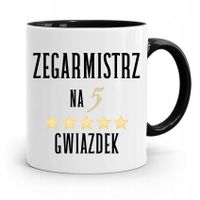 Kubek Czarny Dla Zegarmistrza Na 5 Gwiazdek Z Nadrukiem Ze Zdjęciem