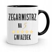 Kubek Czarny Dla Zegarmistrza Na 5 Gwiazdek Z Nadrukiem Ze Zdjęciem