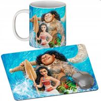 ZESTAW KUBEK + PODKŁADKA - VAIANA - PREZENT WIELE WZORÓW + IMIĘ