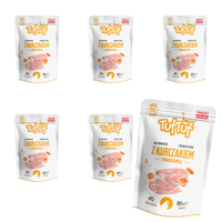 MOKRA KARMA DLA PSA TufTuf SASZETKA MIELONKA KURCZAK MARCHEWKA 6x100G