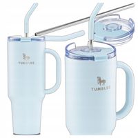 KUBEK TERMICZNY ZE SŁOMKĄ NA KAWĘ HERBATĘ DO SAMOCHODU SZCZELNY 1200 ml