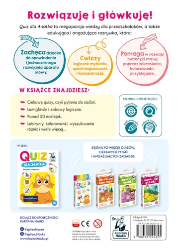 Quiz Dla 4-Latka. Książka Z Naklejkami na Arena.pl