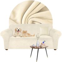 POKROWIEC NA KANAPĘ SOFĘ NAROŻNIK ELASTYCZNY WELUR AKSAMIT 145-185 KREMOWY