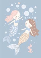 Plakat 50x70cm Wzory dla Dzieci, Dziewczynki i Chłopca - Syrenki