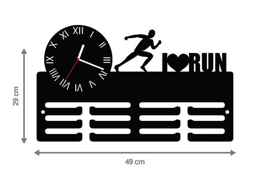 Wieszak na medale z zegarem I LOVE RUN twoje imię dowolny tekst  481.1 na Arena.pl