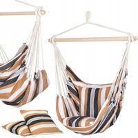 FOTEL WISZĄCY OGRODOWY BRAZYLIJSKI BUJANY HUŚTAWKA HAMAK KOKON + 2 PODUSZKI