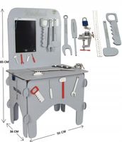 KOLOR Drewniany warsztat majsterkowicz tablet kłódka imadło schowek piła PL