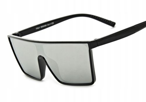 Męskie OKULARY PEŁNE LUSTRO PILOTKI PRZECIWSŁONECZNE CZARNO-SREBRNE na Arena.pl