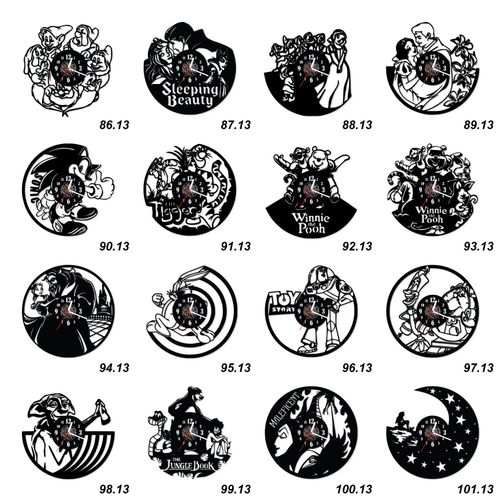 Zegar Ścienny z płyty winylowej na lustrze BAJKI 64 wzory 30x30cm na Arena.pl