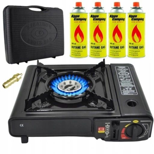 KUCHENKA TURYSTYCZNA GAZOWA Z PRZENOŚNĄ WALIZKĄ + 4x KARTUSZ Z GAZEM PIKNIK zdjęcie 1