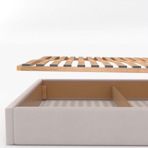 ŁÓŻKO TAPICEROWANE DO SYPIALNI 120x200 ŁÓŻKO PODWÓJNE Z POJEMNIKIEM KREMOWE na Arena.pl