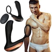 masażer prostaty z pierścieniem na jądra pilot usb 10 funkcji