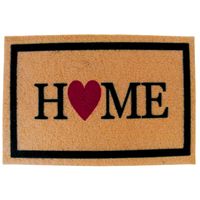 Wycieraczka pod drzwi H24038-2 – mata wejściowa 60×40 cm z nadrukiem „HOME ♥”, beżowo-czarna