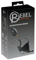 rebel cock ring rc ball - silikonowy pierścień z masażerem jąder, czarny