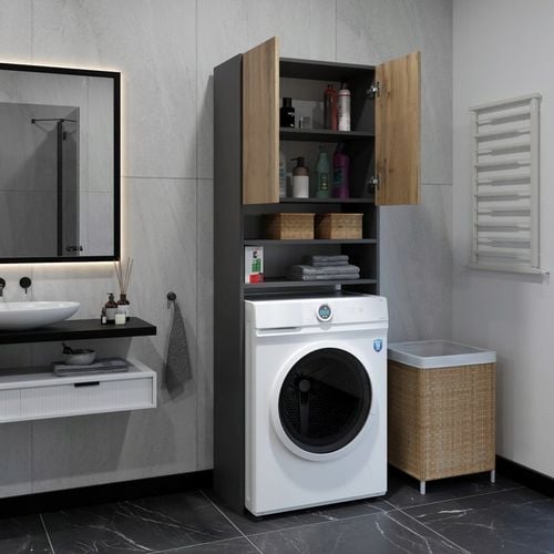 REGAŁ ŁAZIENKOWY SZAFKA NAD PRALKE ANTRACYT WOTAN 4 PÓŁKI na Arena.pl