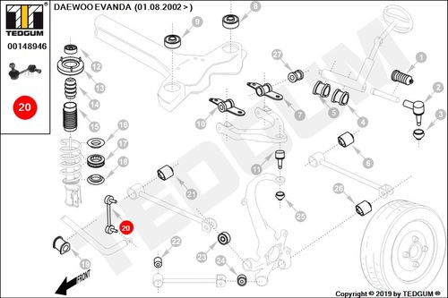DAEWOO EVANDA ŁĄCZNIK STABIL PRZEDNIEGO PRAWY KLAL na Arena.pl