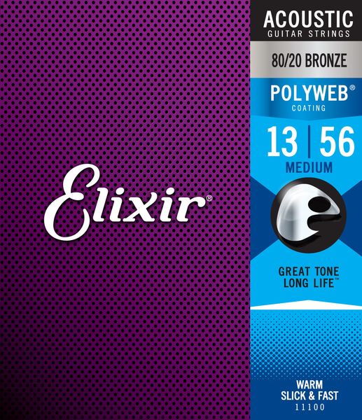 Struny do gitary akustycznej Elixir 11100 80/20 Bronze POLYWEB 13-56 zdjęcie 1