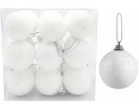 BOMBKI CHOINKOWE BIAŁE ZAWIESZKI NA CHOINKĘ DO STROIKA 4,5cm KOMPLET 18szt