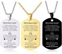 Prezent dla WNUKA Naszyjnik Zawieszka Stal z Dedykacją