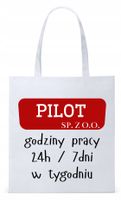 Torba Biała Eco Shopper Dla Pilota Z Nadrukiem Ze Zdjęciem