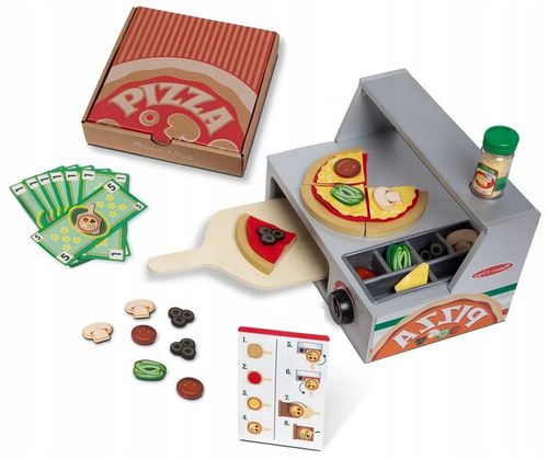 Drewniana pizza z akcesoriami Mały kucharz Pizza na rzep Piec MelissaDoug na Arena.pl