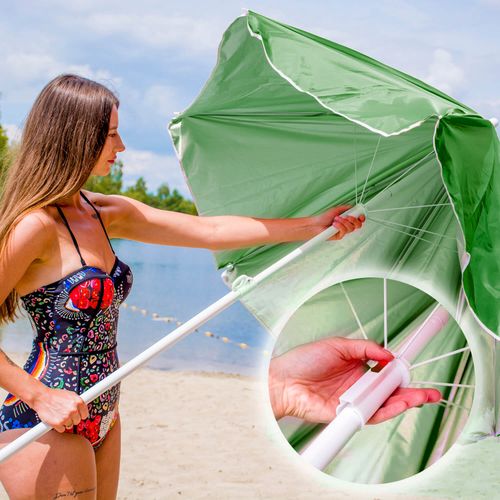 Parasol plażowy ogrodowy z powłoką zielony + kotwa na Arena.pl