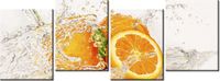 45CM 120 OBRAZ 4 ELEM POMARAŃCZA WODZIE ŚCIENNY