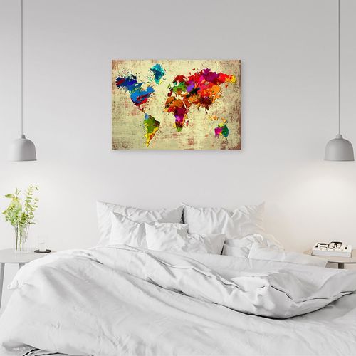 Obraz na płótnie – Canvas, Mapa świata w kolorze 60x40 na Arena.pl
