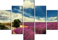 70 100CM OBRAZ 5 ELEM LAWENDOWY KRAJOBRAZ DRUK PŁÓTNO