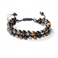 BRANSOLETKA MĘSKA KAMIEŃ TIGER EYE HEMATYT