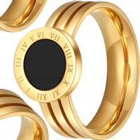Pierścionek Obrączka Złoty Rzymski Stal Chirurgiczna 18K Pozłacany