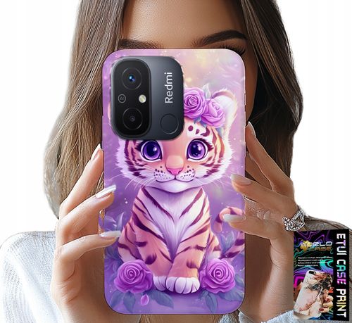 ETUI DO XIAOMI REDMI 12C - SŁODKI TYGRYSEK NA RÓŻOWYM TLE + SZKŁO na Arena.pl