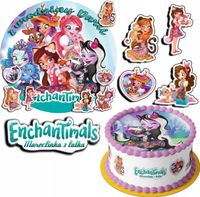 ZESTAW OPŁATEK NA TORT 30CM + 17 POSTACI - ENCHANTIMALS + IMIĘ 24CM 26