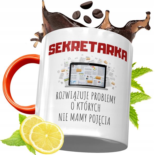 Kubek Pomarańczowy Dla Sekretarki Prezent Z Nadrukiem Ze Zdjęciem zdjęcie 1