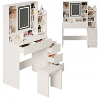 Toaletka kosmetyczna z taboretem I lustrem LED – glamour loft