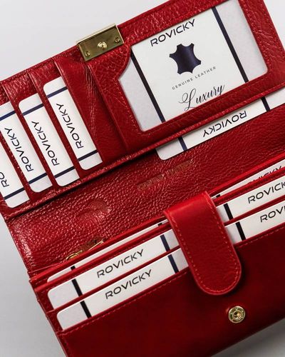 elegancki, duży portfel damski ze skóry naturalnej - rovicky na Arena.pl