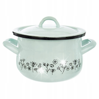 Garnek STALOWY EMALIOWANY z pokrywką do gotowania tradycyjny 16 cm 2,3L