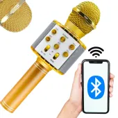 Mikrofon bezprzewodowy bluetooth głośnik karaoke okrągły z etui różne tryby